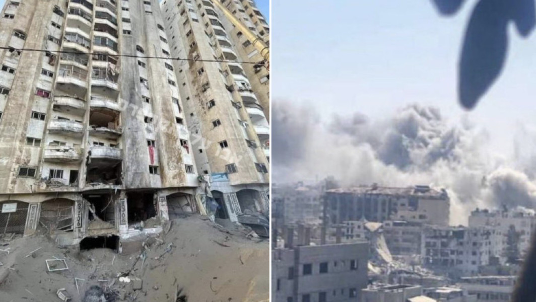 Israelul distruge o clădire înaltă în sud-vestul oraşului Gaza după un bombardament într-o zonă de evacuare